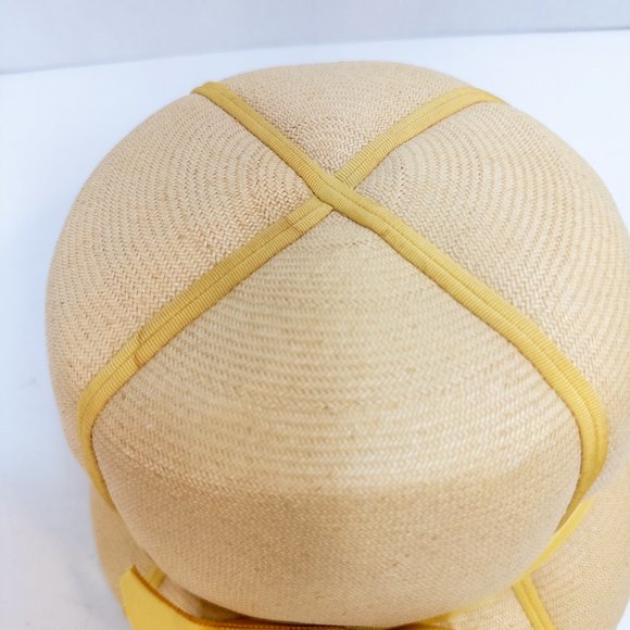 Vintage Mr. John Jr Bubble Hat Straw Yellow Ribbon Tall Mod - Picture 3 of 10